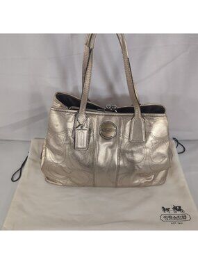 Coach Gold Metallic Purse H1193-F18879 Kiss Lock Handbag Shoulder Bag